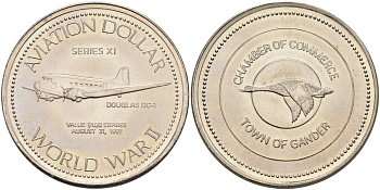 Канада, Гандер жетон 1992 1 авиационный доллар, Old Miscellaneous никель 4590-833