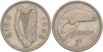 Ирландия 2 шиллинга = 1 флорин 1962 KM 15a медно-никель 4144-1035