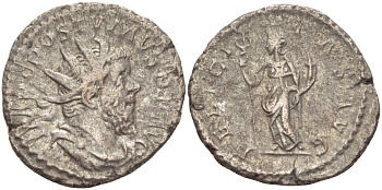 Римская Империя (императоры в Галлии) антониниан 260 - 269 Постум. IMP C POSTVMVS P F AVG / FELICITAS AVG, Фелицитата с кадуцием и рогом Изобилия, Колония Агриппины, Good Very fine RIC 58 биллон 1073-12-117