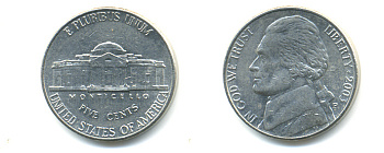 США 5 ЦЕНТОВ 2003 P ДЖЕФФЕРСОН KM А192 медно-никель 86-643