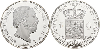 Нидерланды медаль ND Нидерланды 1 гульден 1867 ВИЛЛЕМ III, РЕПЛИКА серебро PROOF 1071-7-22