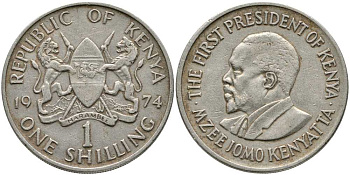 Кения 1 шиллинг 1974 Джомо Кениата KM 14 медно-никель 3333-1046
