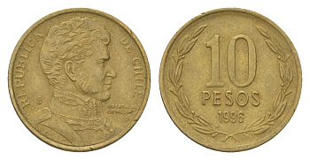 Чили 10 песо 1996 So KM 228 никель латунь 4627-766