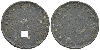 Германия 10 рейхспфеннигов 1941 B KM 101, J. 371 цинк 4613-125