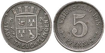 Тройхтлинген (Бавария) 5 пфеннигов 1918 Funck 547.1, Men18 31466.1 железо 4380-121