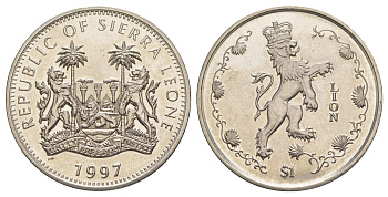 Сьерра-Леоне 1 доллар 1997 Лев KM 47 медно-никель BU 1082-6-11