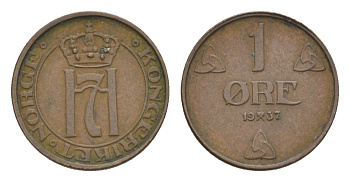Норвегия 1 эре 1937 Хокон VII (1905-1957) KM 367 бронза 4632-1048