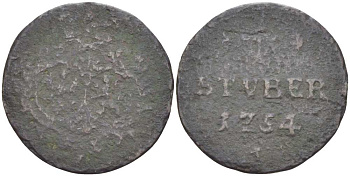 САЙН-АЛЬТЕРКИРХЕН 1/4 ШТЮБЕРА 1754 КАРЛ ВИЛЬГЕЛЬМ ФРИДРИХ БРАНДЕНБУРГ-АНСБАХСКИЙ (1757-1791) KM 2 медь 3309-327
