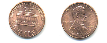 США 1 ЦЕНТ 2008 D ЛИНКОЛЬН KM 201b цинк плакированный медью 86-536