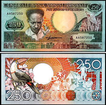 Суринам 250 гульденов 1988 Pick 134 b бумага UNC (пресс) 402-52-2-2