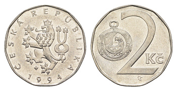 Чехия 2 кроны 1994 KM 9 сталь плакированная никелем UNC 4651-562