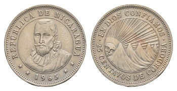 Никарагуа 25 сентаво 1965 KM 18.2 медно-никель 4641-254