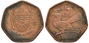 Ботсвана 5 тхебе 1998 KM 26 сталь плакированная бронзой 4164-523