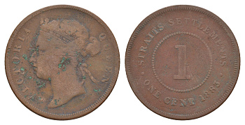 Стрейтс-Сетлментс (Стрейтс Сетлментс) 1 цент 1883 Виктория (1837-1901) KM 9 медь 4656-255