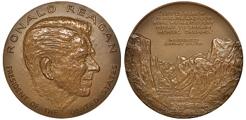 США медаль ND президент Рональд Рейган, 71,0 мм, 231,0 гр бронза UNC 8-1-07-09