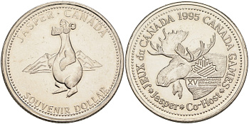 Канада жетон 1995 Souvenir dollar, Jasper, лось никель 4590-836