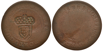 Португальская Ангола 1/2 макута 1837 надчеканка KM 49.3 медь 3896-923