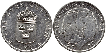 Швеция 1 крона 2000 Карл XVI Густав (1973- ) KM 852а медно-никель 4364-3225