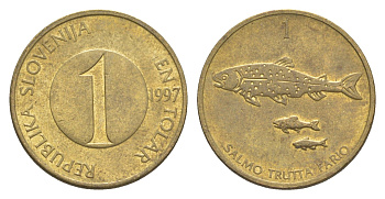 Словения 1 толар 1997 рыбы KM 4 латунь 3996-1225