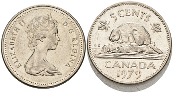 Канада 5 центов 1979 Елизавета II, бобер KM 60.2 никель    4148-1233