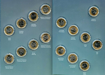 Бразилия набор из 16 монет 2015-2016 XXXI Олимпийские игры 2016 года, в Рио-де-Жанейро, в оригинальном блистере  биметалл  UNC  3-6-6-26