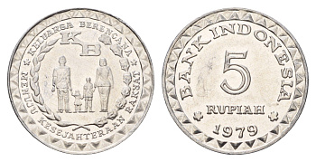 Индонезия 5 рупий 1979 ФАО - Планирование семьи KM 43 алюминий UNC 4675-557