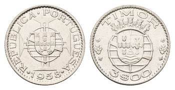 Португальский Тимор 3 эскудо 1958 год-тип KM 14 серебро 4669-762