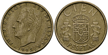 Испания 100 песет 1985 Король Хуан Карлос I (1975 - 2014) KM 826 алюминиевая бронза 4586-935
