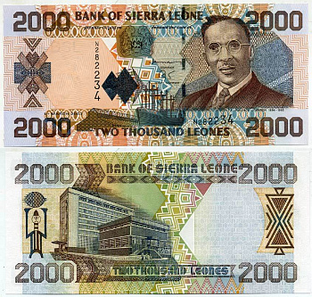 Сьерра-Леоне 2000 леоне 2003 Уооллес-Джонсон Исаак Теофилус Акунна Pick 26 b бумага UNC (пресс) 8612-6-3-1