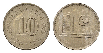 Малайзия 10 сенов 1967 KM 3 медно-никель UNC 4679-733