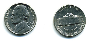 США 5 ЦЕНТОВ 1987 KM А192 медно-никель 46-2155