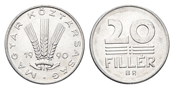 Венгрия 20 филлеров 1990 BP KM 676 алюминий UNC 4668-215