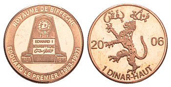 Биффеше 1 динар-хаут 2006 королевство на границе Сенегала и Мавритании в долине реки Сенегал, тираж 500 экземпляров медь PROOF 1521-822