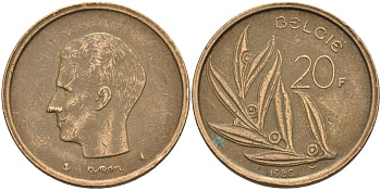 Бельгия 20 франков 1980 Belgie, Бодуэн I (1951-1993) KM 160 никель бронза 4126-224
