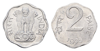 Индия 2 пайса 1975 KM 13.6 алюминий UNC 4152-854