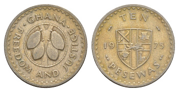 Гана 10 песев 1975 KM 16 медно-никель 4642-131