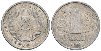 ГДР 1 пфенниг 1980 А KM 8.2 алюминий 4623-356