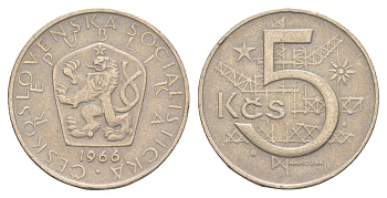 Чехословакия 5 крон 1966 KM 60 медно-никель 4163-1251