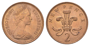 Великобритания 2 пенса 1971 Елизавета II (1952-2022) KM 916, Spink 4235 (C1) бронза UNC 4628-755