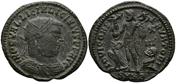 Римская Империя нуммий 321 - 324 Лициний IOVI CONSERVATORI Гераклея Good Very fine (степень редкости R1) RIC 52 бронза 1073-6-107