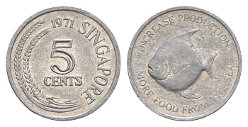 Сингапур 5 центов 1971 ФАО - Продовольственная программа KM 8 алюминий 4640-516