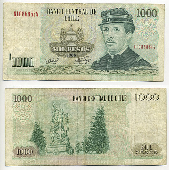 Чили 1000 песо 2006 Игнасио Каррера-Пинто Pick 154g бумага 7218-66-2