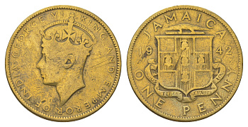 Ямайка 1 пенни 1942 KM 32 никель латунь 4628-446