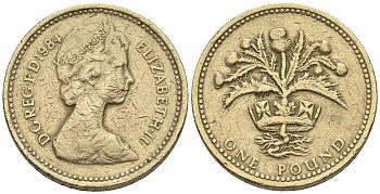 Великобритания 1 фунт 1984 Елизавета II (1952-2022) KM 934, Spink 4222 никель латунь 60-1314