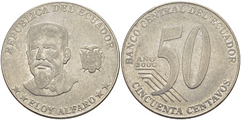 ЭКВАДОР 50 СЕНТАВО 2000 ЭЛОЙ АЛЬФАРО KM 108 сталь 82-911