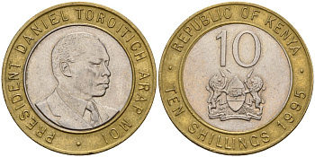 Кения 10 шиллингов 1995 KM 27 биметалл 4163-1025