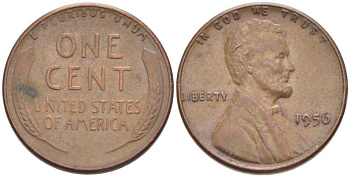 США 1 ЦЕНТ 1956 ЛИНКОЛЬН KM А132 медь цинк 3309-1149