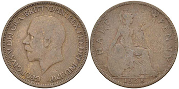 Великобритания 1/2 пенни 1928 Георг V (1910-1936) KM 837, Spink 4058 бронза 212-957