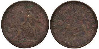 Греция, Ионические острова 2 лепты 1820 Британская администрация (1809-1863) KM 31 медь 4538-931
