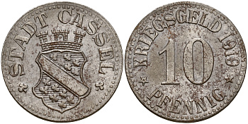 Кассель 10 пфеннигов 1919 Funck 78.5 железо 4606-225